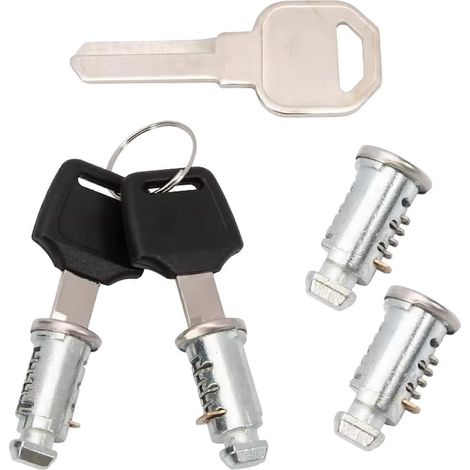 Lot de 4 cylindres de serrure de rechange avec 3 clés pour porte-vélos, barres de toit, coffres de toit, serrures renforcées avec clé pour attelage, rangement de camping-car (1/5)
