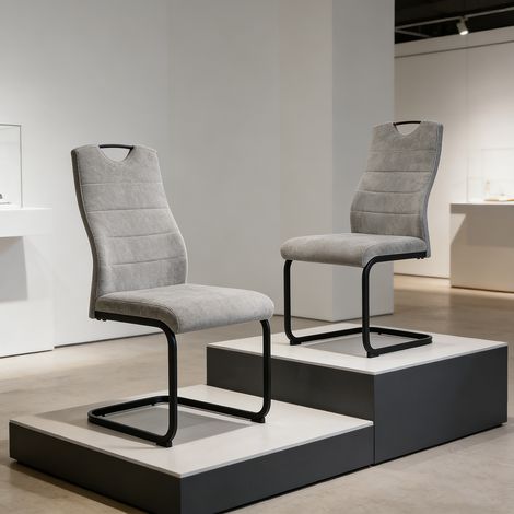 Ensemble de chaises flottantes avec dossier haut et revĂŞtement en tissu (2 chaises, Gris clair)