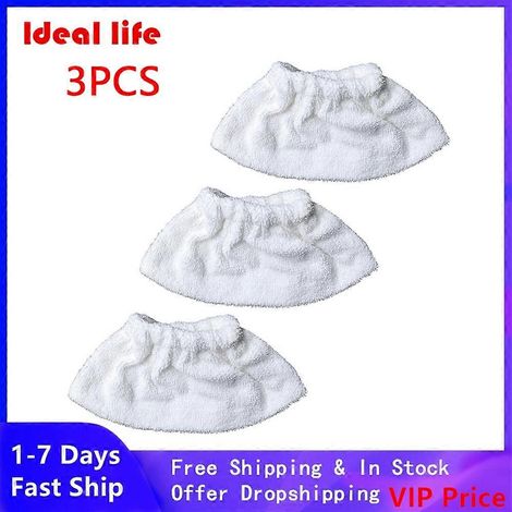 Lot de 3 balais-serpillères pour nettoyeurs vapeur Kärcher 6.960-019.0, pour carrelage, douches, plaques de cuisson, hottes et placards de cuisine. (1/2)