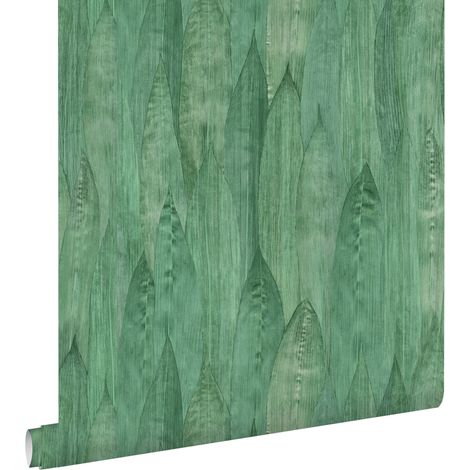 papier peint feuilles vert jade - ESTAhome