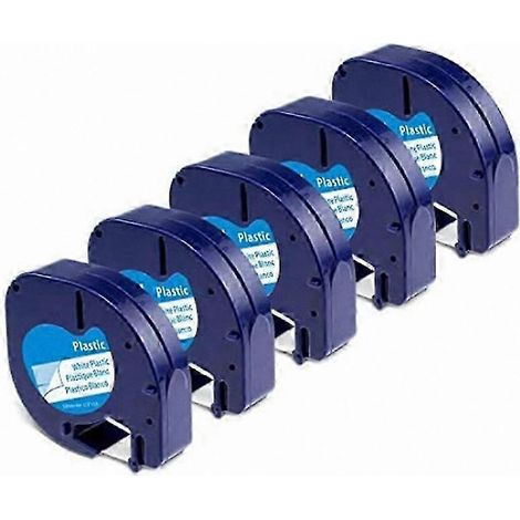 Recharges de ruban adhésif noir sur blanc (lot de 5) pour étiqueteuse DYMO LetraTag, plastique compatible 91331 (1/5)