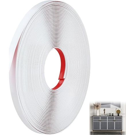 Baguette De Finition Moulure Auto-Adhésives Moulures Murales En Pvc Amovibles Et Fixables Pour Fenêtres Portes Miroirs Crédences De Cuisine Et Meubles Blanc Brillant (1/5)