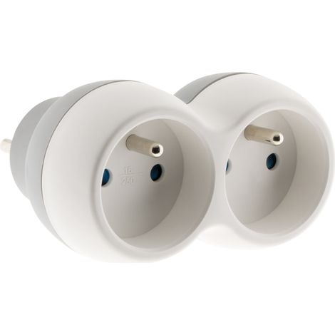 Zenitech – Multiprise encastrée 2 prises 16A – Installation discrète – Couleur gris et blanc – Pour façade – Boléa