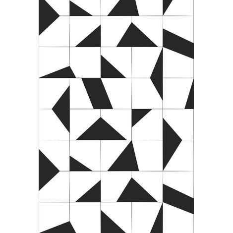 papier peint panoramique motif de carrellages noir et blanc  - ESTAhome (1/5)