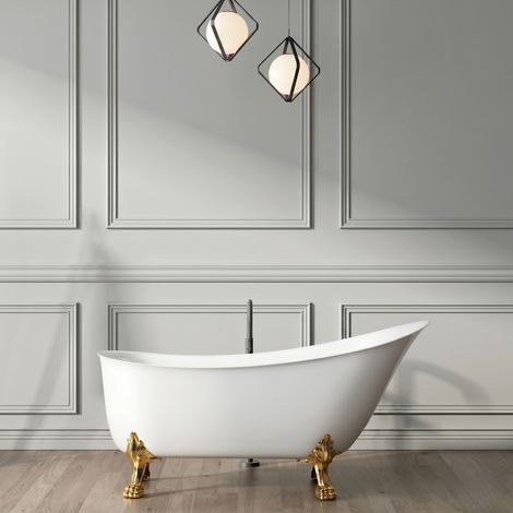 Bañera con patas BALMAIN  161 cm patas LEÓN DORADAS