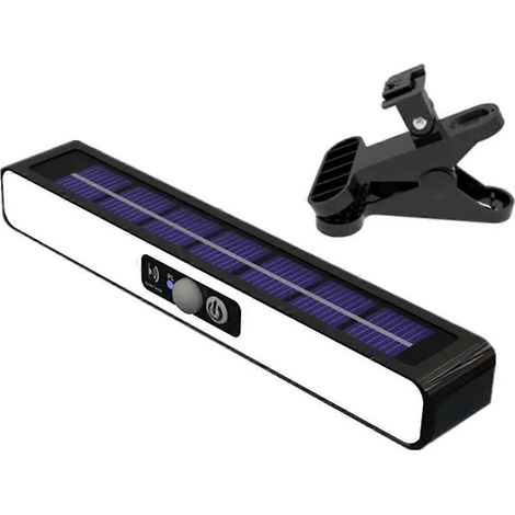 Lampe solaire de clôture, lampe extérieure étanche à détecteur de mouvement avec pince, lampe de sécurité portable à énergie solaire pour jardin et cour A (1/5)