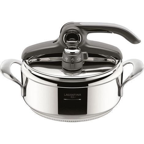 Lagostina 012022010522 Autocuocitore Inox 3.5 L con Tecnologia Lagoeasy'up per Apertura e Chiusura Facile compatibile con Tutti i Fuochi incluso Induzione colore Grigio