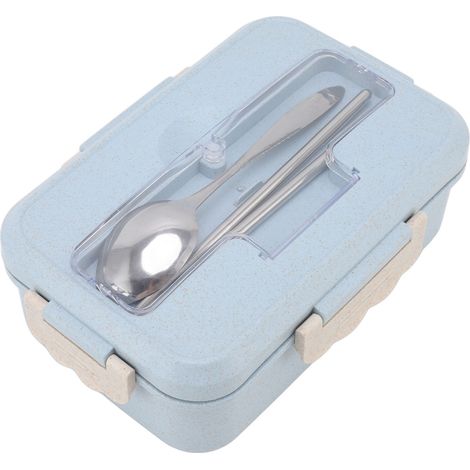 Boîte à bento isotherme avec cuillère et baguettes pour adultes, enfants et étudiants (Vaisselle pour boîte à lunch bleu nordique) (1/5)