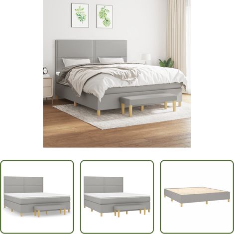 Matratze - Boxspringbett mit Matratze Hellgrau 180x200 cm Stoff (1/5)