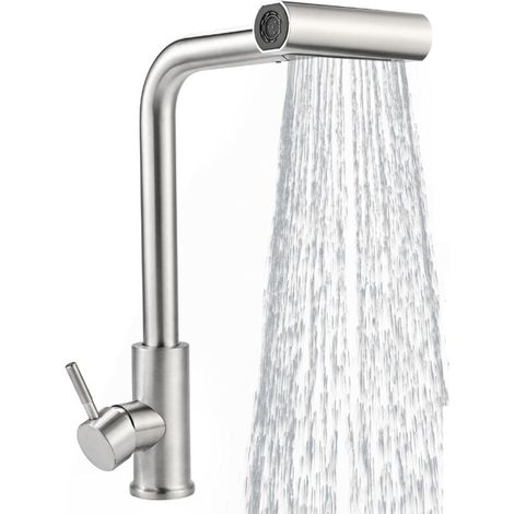 Tête de robinet extractible pour évier – JINFGERNE – Bec télescopique 30-50 cm, rotation 360°, 4 modes de débit, acier inoxydable 304