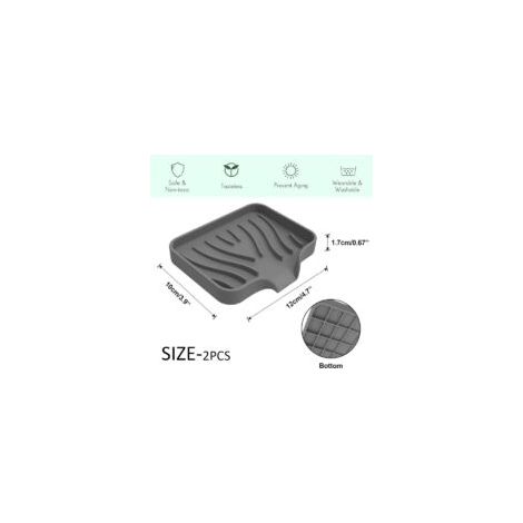 Juego de 2 jaboneras de silicona para ducha (verde + gris), soporte para jabón de baño para lavabo seco, fácil de limpiar - Crezuo