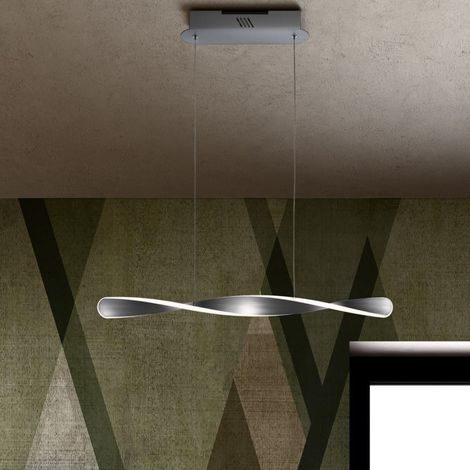 Lampadario Sospensione nero o argento - Per salotti e camere da Letto - The Twists Argento (1/2)