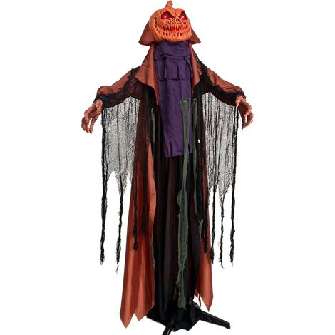 Décoration de citrouille fantôme d'Halloween sur pied avec lumière et son, accessoire oscillant (1/3)