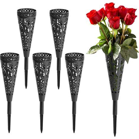 Ensemble de 6 vases funéraires, vases commémoratifs, pour la décoration de cimetière, mémorial de pelouse. (1/5)