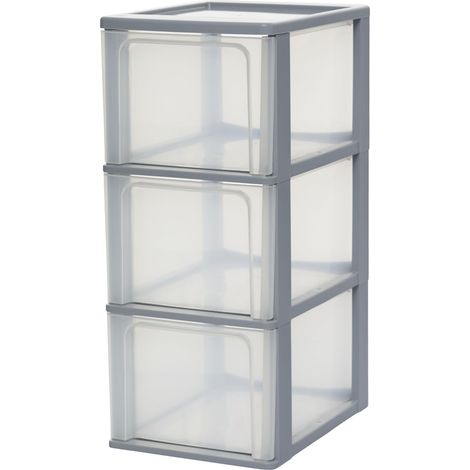 Tour de rangement, 3 Tiroirs Profonds, Gris, OCH-2300 (1/5)