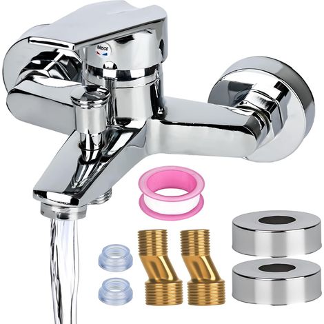Bath Mixer Tap Single Lever Mixer Tap Wall Mounted Shower Tap Bath Tap Bath Tap 1/2 Inch Shower Outlet Chrome (1/5)