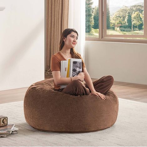 Pouf a sacco 3FT, poltrona relax e letto temporaneo, sfoderabile e lavabile, spugna, coffee (1/5)