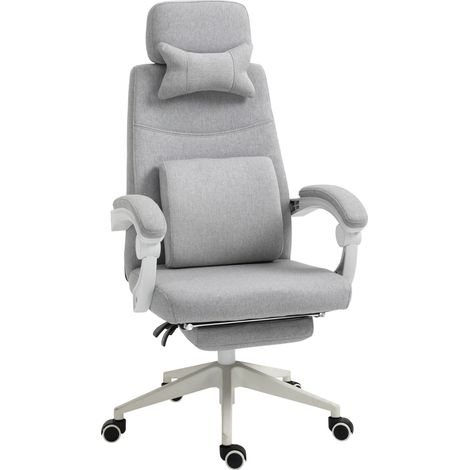 Fauteuil de bureau ergonomique avec repose-pieds, roulettes, 62 x 68 x 117-127 cm, polyester et mousse (1/5)