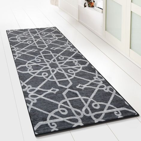 Teppich-Läufer auf Maß Navelli Schwarz 80 x 500 cm
