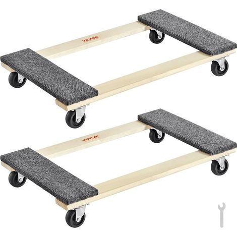 Déplacer facilement vos meubles lourds avec 2 chariots de manutention en bois à 4 roues pivotantes (1/5)