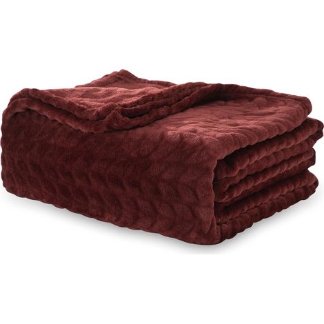 Plaid Doux Moelleux, Couverture Canapé Lit Chaud, Plaid Polaire Douillette Flanelle, Facile d'entretien, Couverture Noel pour Enfants et Adultes, Blanket Toutes Saisons(150x200cm, Rouge vin) (1/5)