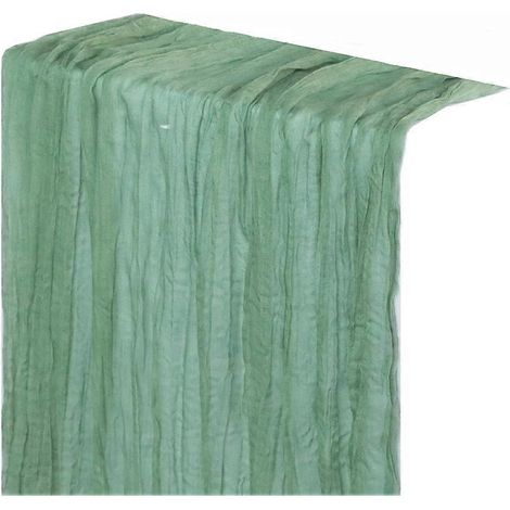 Chemin de table champêtre en tulle vert sauge, 90 x 300 cm (1/5)