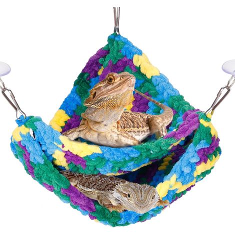 Tapis de suspension double pour reptiles - Tapis de suspension double avec de solides zuignappen et haken, pour hagedisgekko kameleon petit triangle de reptiles (1/5)