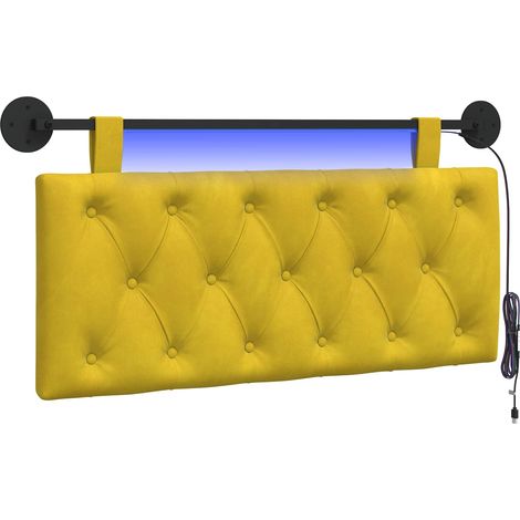 Testiera Testata del letto sospesa Con luce LED Giallo Velluto (1/5)