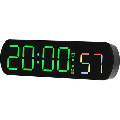 Semplice orologio elettronico, sveglia a LED multifunzione, visualizzazione della temperatura, salto dei secondi, conto alla rovescia da comodino, per uso domestico - luce nera e verde (1/5)