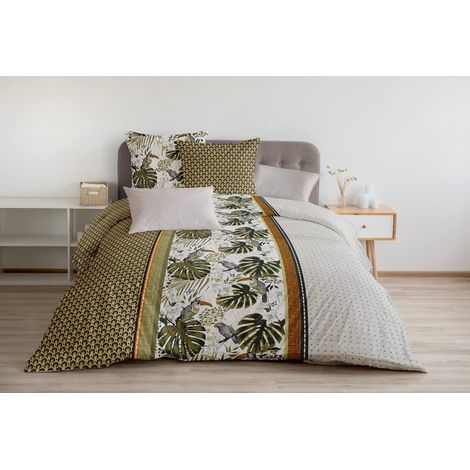 Housse de Couette 3 Pièces 100% Coton 57 Fils 2 Personnes 240x260 cm Vert Pistache (1/3)