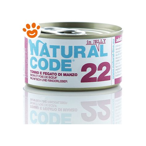 Natural Code 22 Cat Adult al Tonno e Fegato di Manzo in Jelly - Natural Code 22 Cat Adult al Tonno e Fegato di Manzo in Jelly - Lattina Da 85 Gr