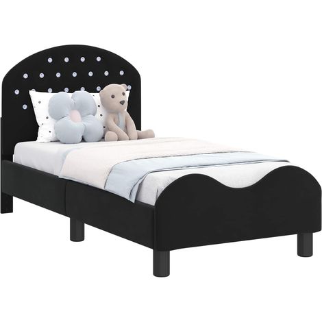 Toddler Bed Frame with Headboard Black 70 x 140 cm Velvet vidaXL