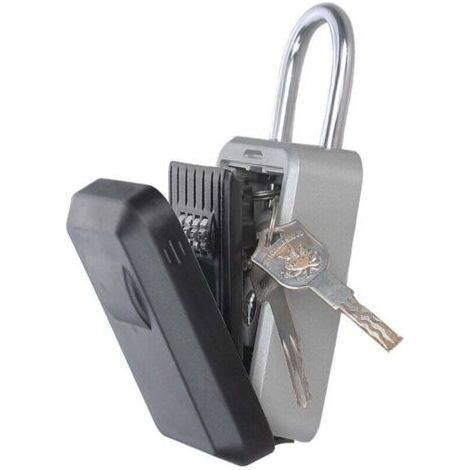 Boite à Clé Sécurisée Montage Mural Boite a Clef avec Code Numérique à 4 Chiffres, Extra Grande Lock Box Coffre a Clefs Exterieur avec Anse, Format Boîte à Clés à Code (Noir) (1/4)