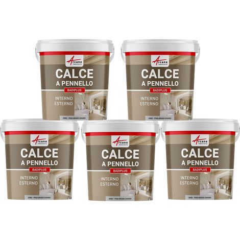 Calce a pennello per muri esterni e interni - BADIPLUS - 5 x 20 kg Pisa grigio chiaro - ARCANE INDUSTRIES