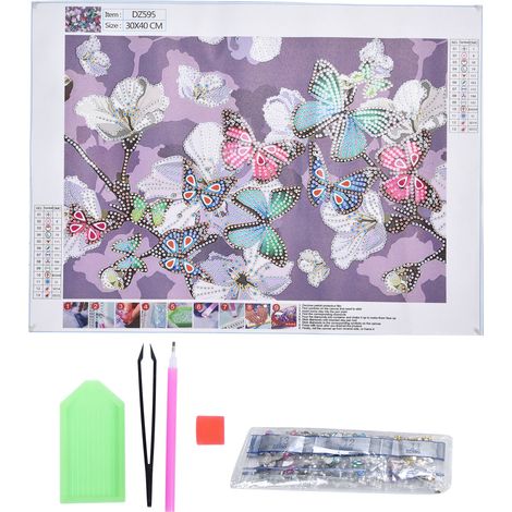 Kit de broderie diamant fait main, motif papillons colorés, tableau décoratif en strass (1/5)