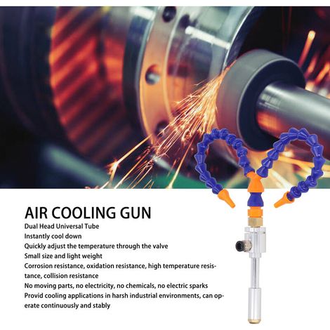 Pistola de aire frío Rubberskin con tubo flexible, proceso mecánico de aleación de aluminio, 7 bares, 520 BTU, doble cabezal, tubo universal (1/3)