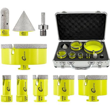Foret Diamant Carrelage Kit - Trepan Carrelage Scie Cloche Diamantée (20/25/35/50/68/110mm+20mm Fraise +50mm Mèches Chanfrein+Adaptateur) pour Carrelage Céramique Porcelaine Marbre Granit (1/5)