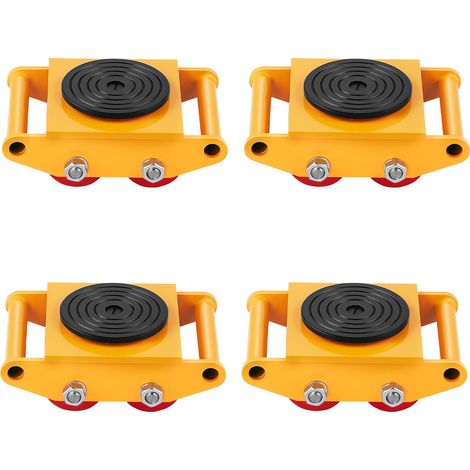 Mophorn – Chariot de transport 4PCS – Charge lourde 8T – Acier au carbone – Roues PU antidérapantes – Rotation 360° pour entrepôt et atelier