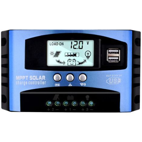 100A Solarladeregler 12V/24V Dual USB Solarladeregler LCD-Display Solarregler MUMU