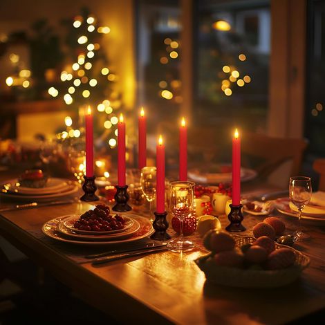 Lot 3 bougies coniques LED rouges, minuterie, cire véritable, sans flamme, Noël/Halloween. (1/4)