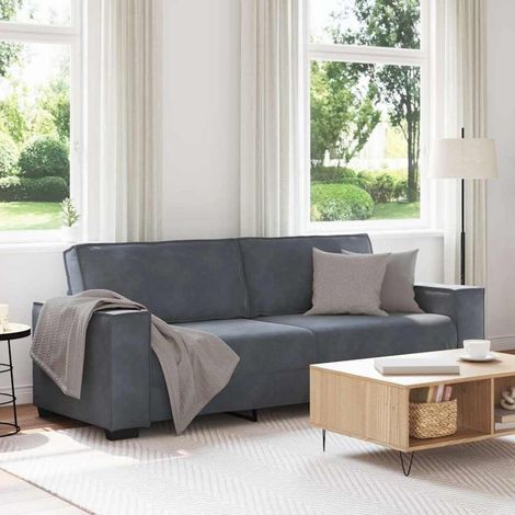 3-Sitzer Sofa 220 cm Stoff Dunkelgrau mit breiten Armlehnen (1/5)