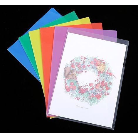 Dossiers en plastique transparent A4,6PCS Pochette Plastique A4,Pochette Document 6 Couleurs Vives Transparent Plastique Sous Chemises Rigide pour Ranger et Classer Papiers, Documents. (1/4)