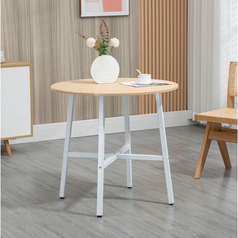 Tavolo da pranzo rotondo 80 cm per 4 persone in compensato e metallo HAVRYA (1/5)