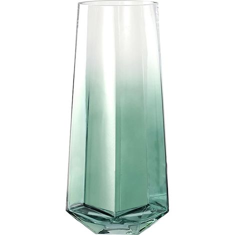 Florero Cristal Transparente, 25 cm Jarrón Moderno de Vidrio, Botella Redonda para Fiestas, Patio, Oficina, Hogar y Cocina (Verde) (1/5)