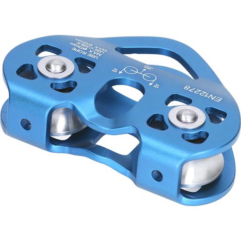Poulie double axe en aluminium aviation pour escalade et alpinisme, bloc de poulie bleu pour activités outdoor (1/5)