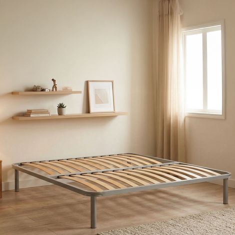 Cadre de Lit Place et demie Fancy, Place et demie, Fabriqué en Italie, 200x120 cm Gris (1/3)