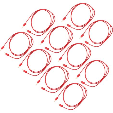 10er-Set Bananenstecker-Prüfleitungen, Messing, PVC, elektrische Prüfkabel für Multimeter, 2 mm, rot (1/5)