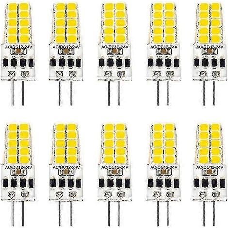 Lot de 10 ampoules LED G4 3W 12-24V AC/DC 20 LED, angle de diffusion 360°, SMD 2835, remplaçant les ampoules halogènes 30W (1/5)