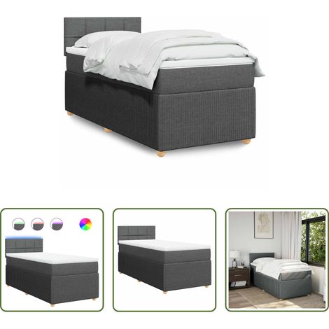 Matratze - Boxspringbett mit Matratze Dunkelgrau 100x200 cm Stoff (1/5)