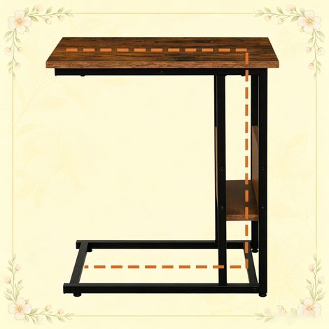 Table d'appoint en C, petite table basse étroite, bureau portable pour canapé, table d'appoint seule (1/5)